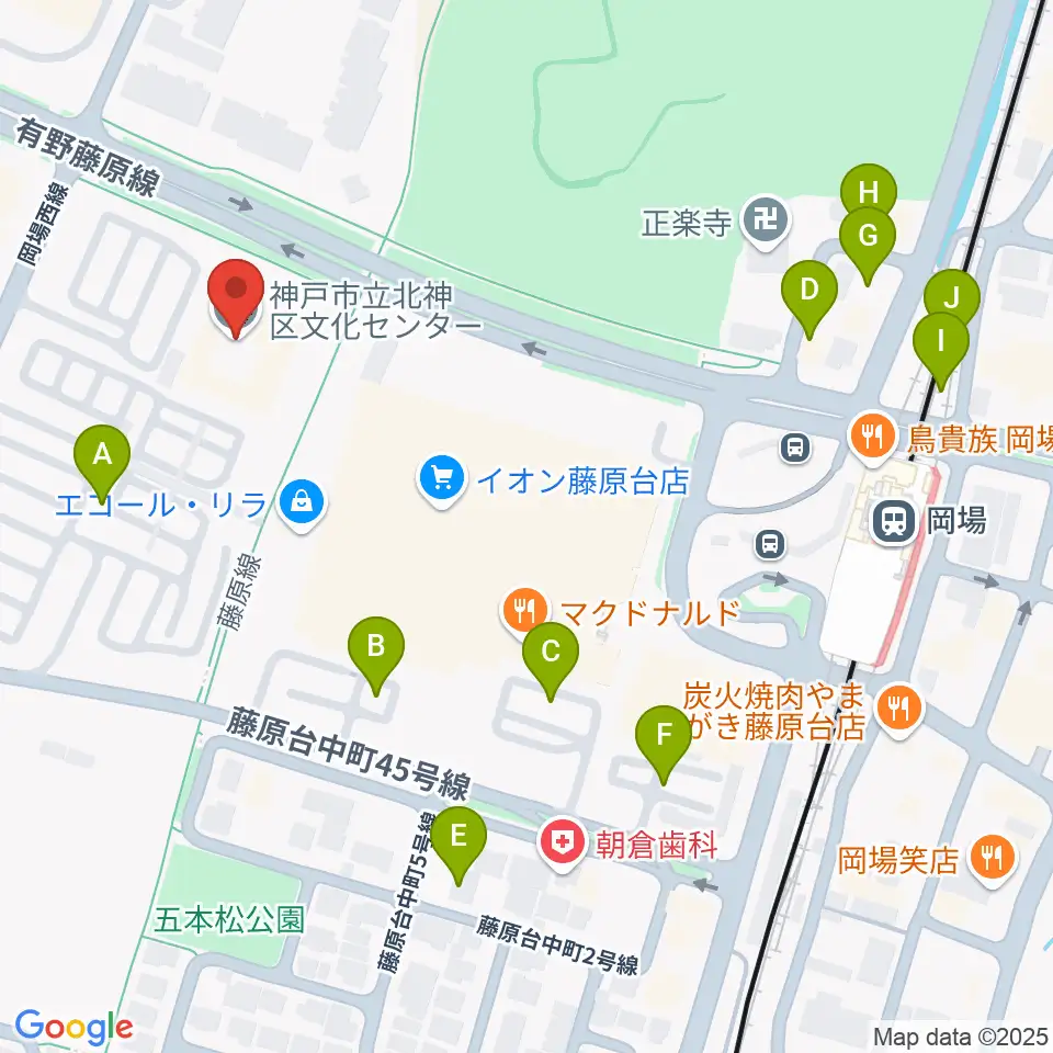 神戸市立北神区文化センター周辺の駐車場・コインパーキング一覧地図