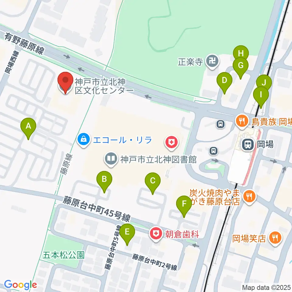 神戸市立北神区文化センター周辺の駐車場・コインパーキング一覧地図