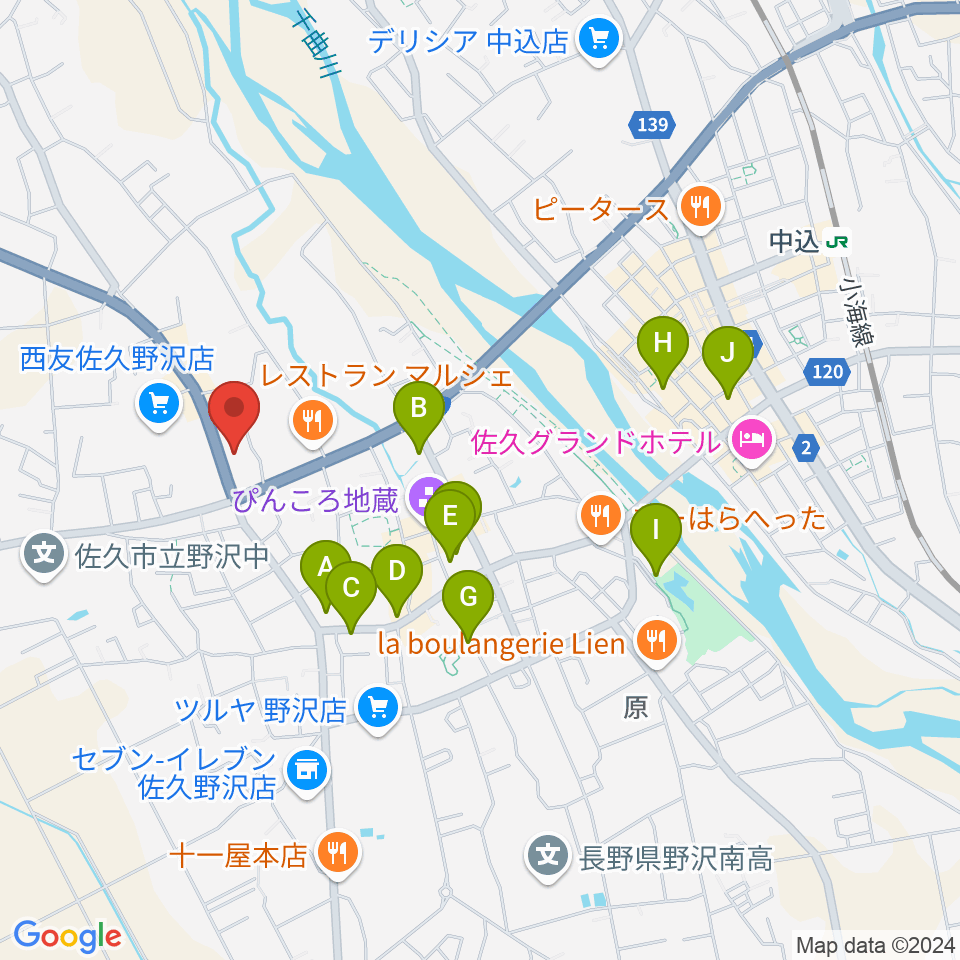 サンピアン佐久店周辺の駐車場・コインパーキング一覧地図