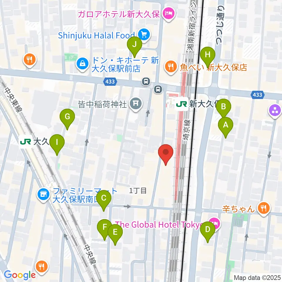 新大久保CLUB Voice周辺の駐車場・コインパーキング一覧地図