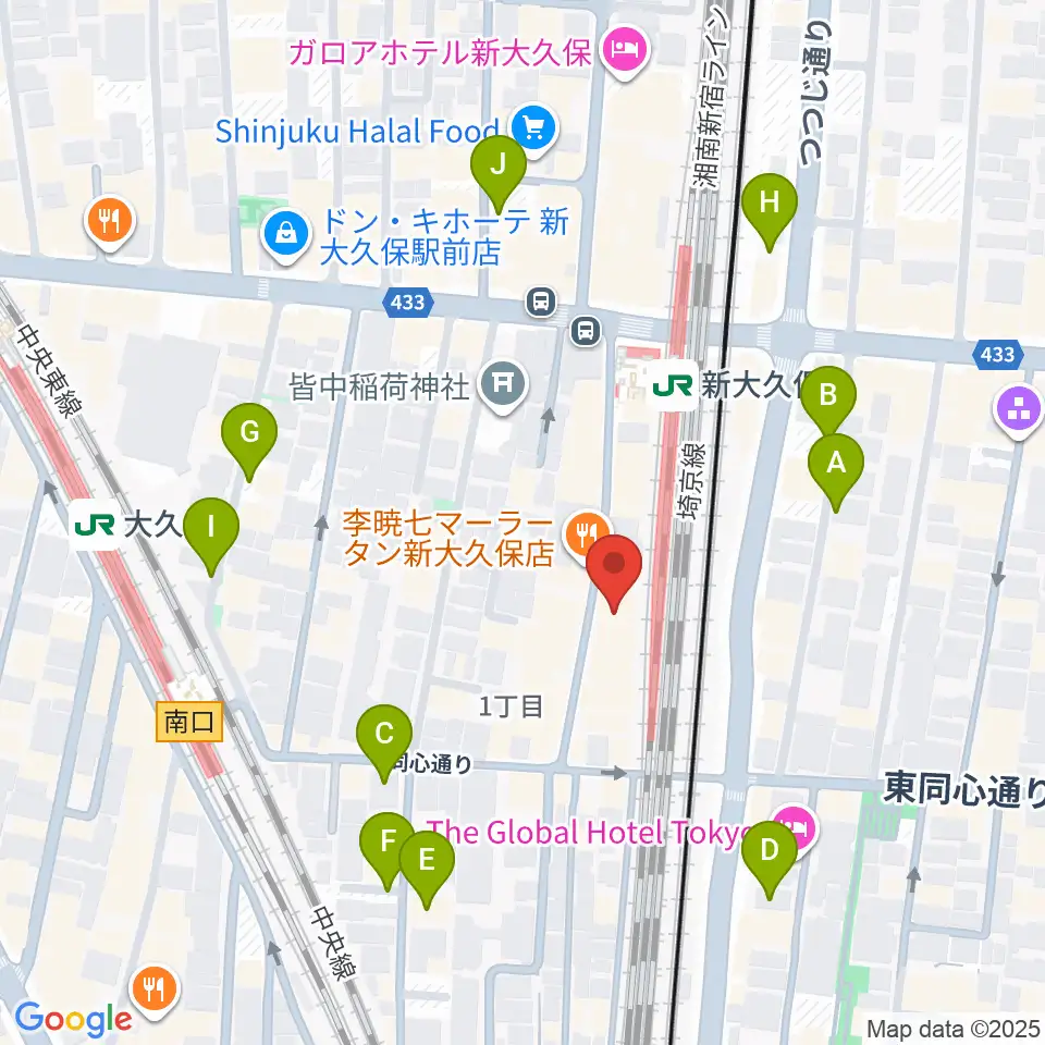 新大久保CLUB Voice周辺の駐車場・コインパーキング一覧地図