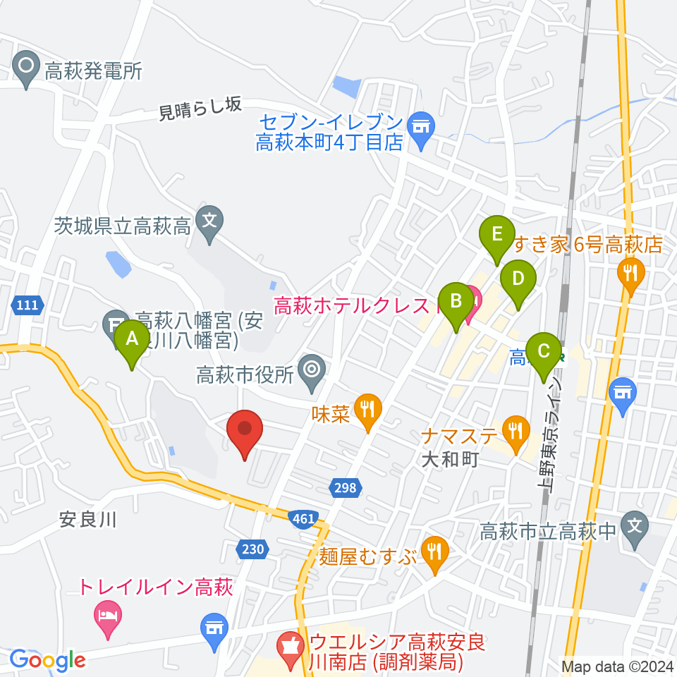 高萩市文化会館周辺の駐車場・コインパーキング一覧地図