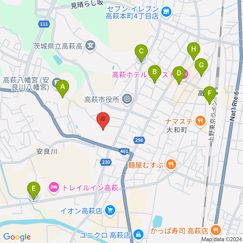 高萩市文化会館周辺の駐車場・コインパーキング一覧地図