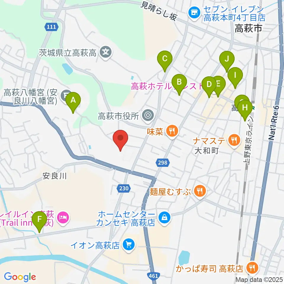 高萩市文化会館周辺の駐車場・コインパーキング一覧地図