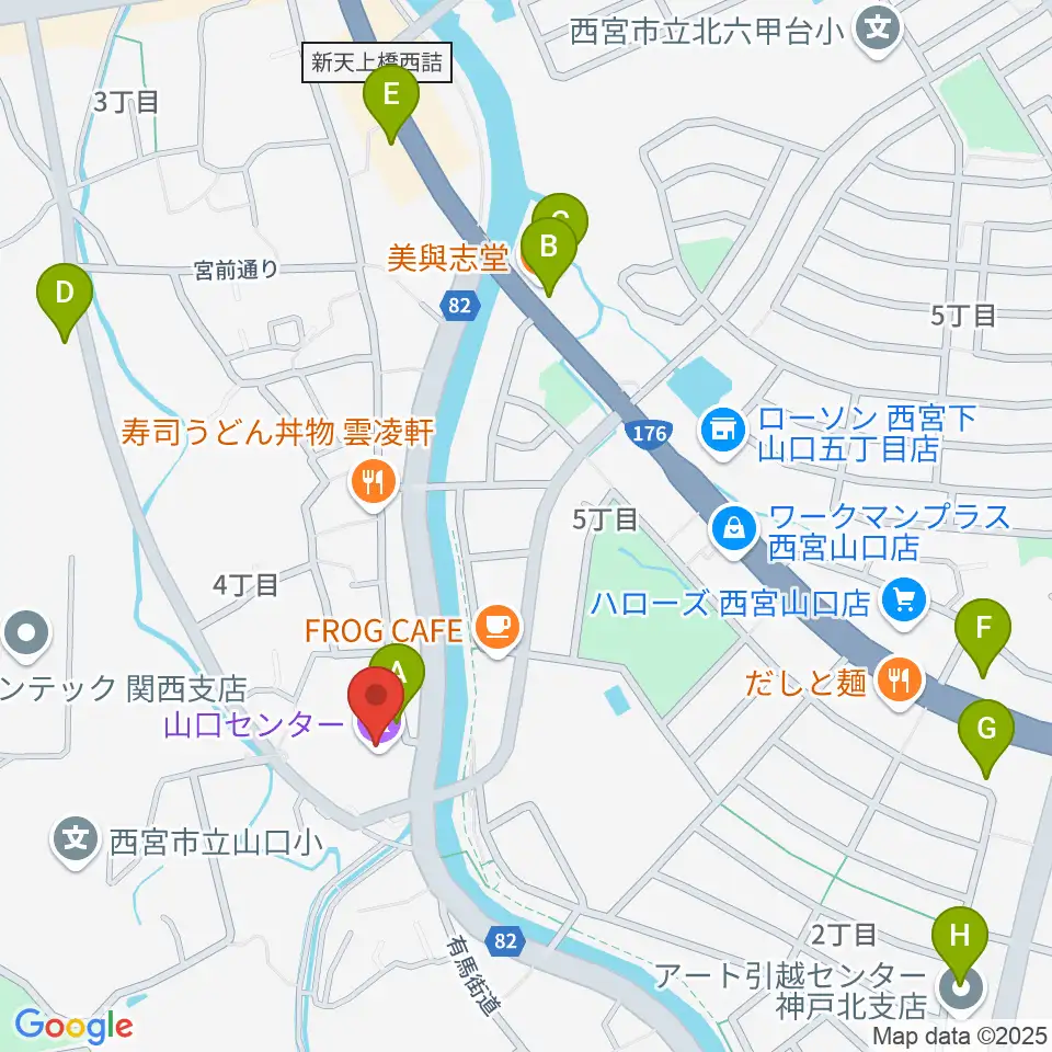 西宮市山口ホール周辺の駐車場・コインパーキング一覧地図