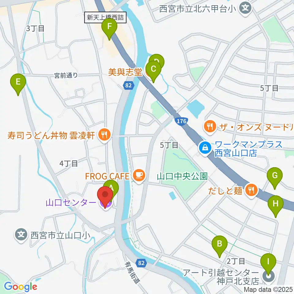西宮市山口ホール周辺の駐車場・コインパーキング一覧地図
