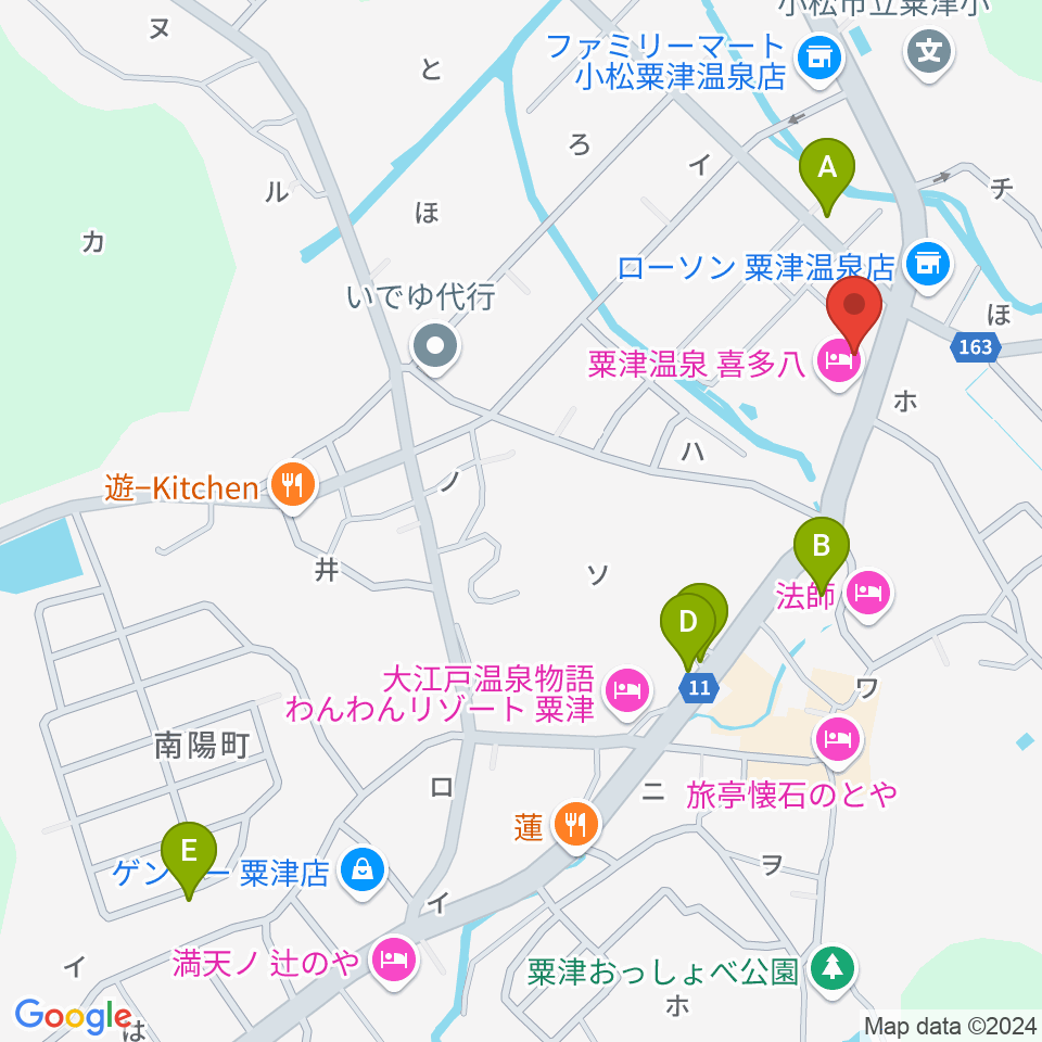 粟津演舞場周辺の駐車場・コインパーキング一覧地図