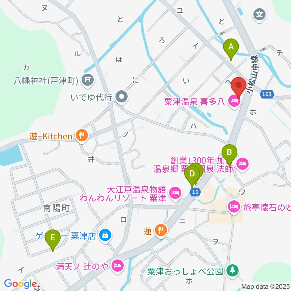 粟津演舞場周辺の駐車場・コインパーキング一覧地図