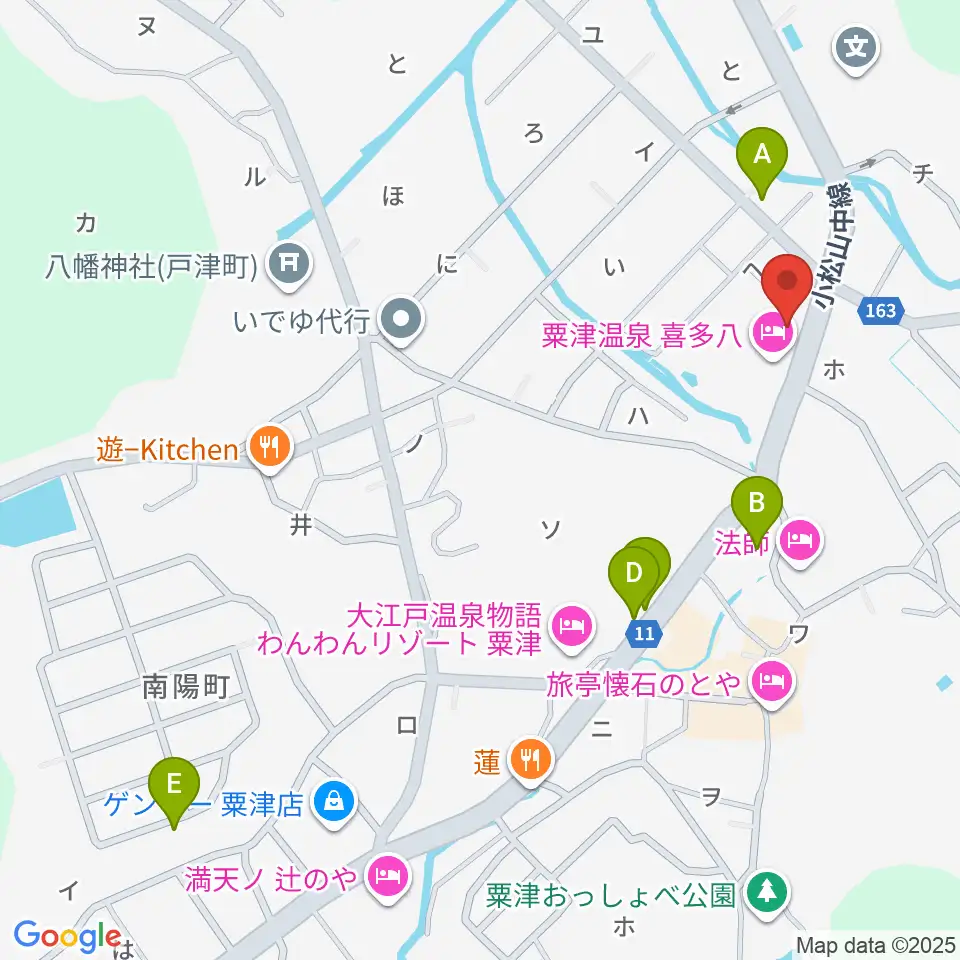 粟津演舞場周辺の駐車場・コインパーキング一覧地図