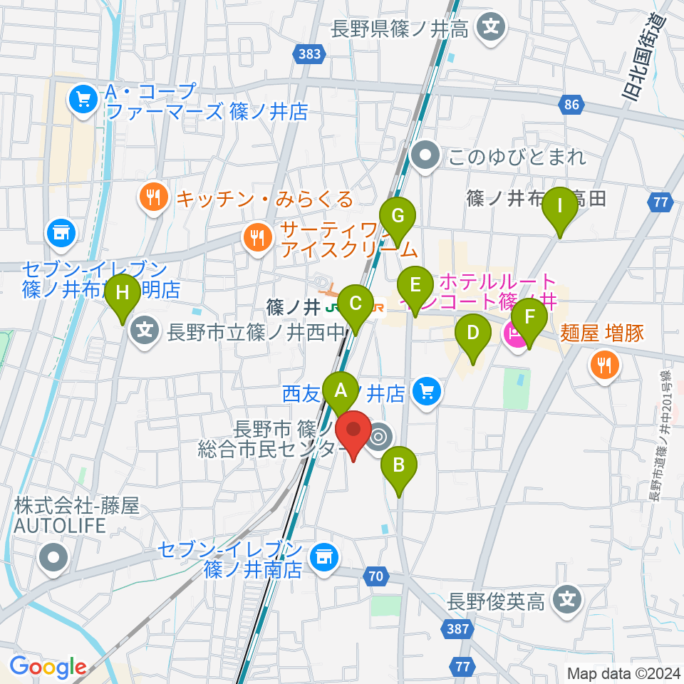 篠ノ井交流センター周辺の駐車場・コインパーキング一覧地図