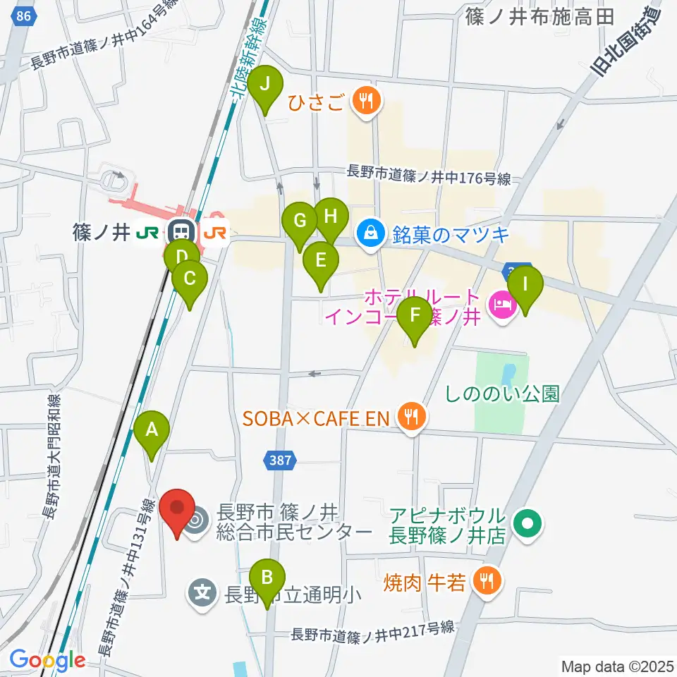 篠ノ井交流センター周辺の駐車場・コインパーキング一覧地図