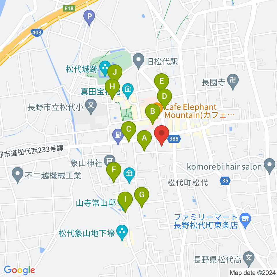 長野市松代文化ホール周辺の駐車場・コインパーキング一覧地図