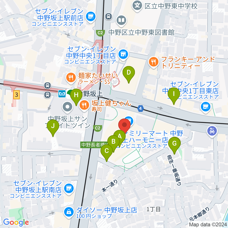 中野坂上ハーモニーホール周辺の駐車場・コインパーキング一覧地図