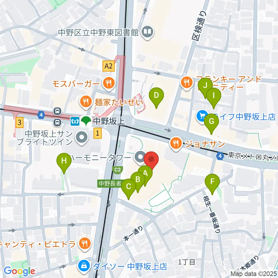 中野坂上ハーモニーホール周辺の駐車場・コインパーキング一覧地図