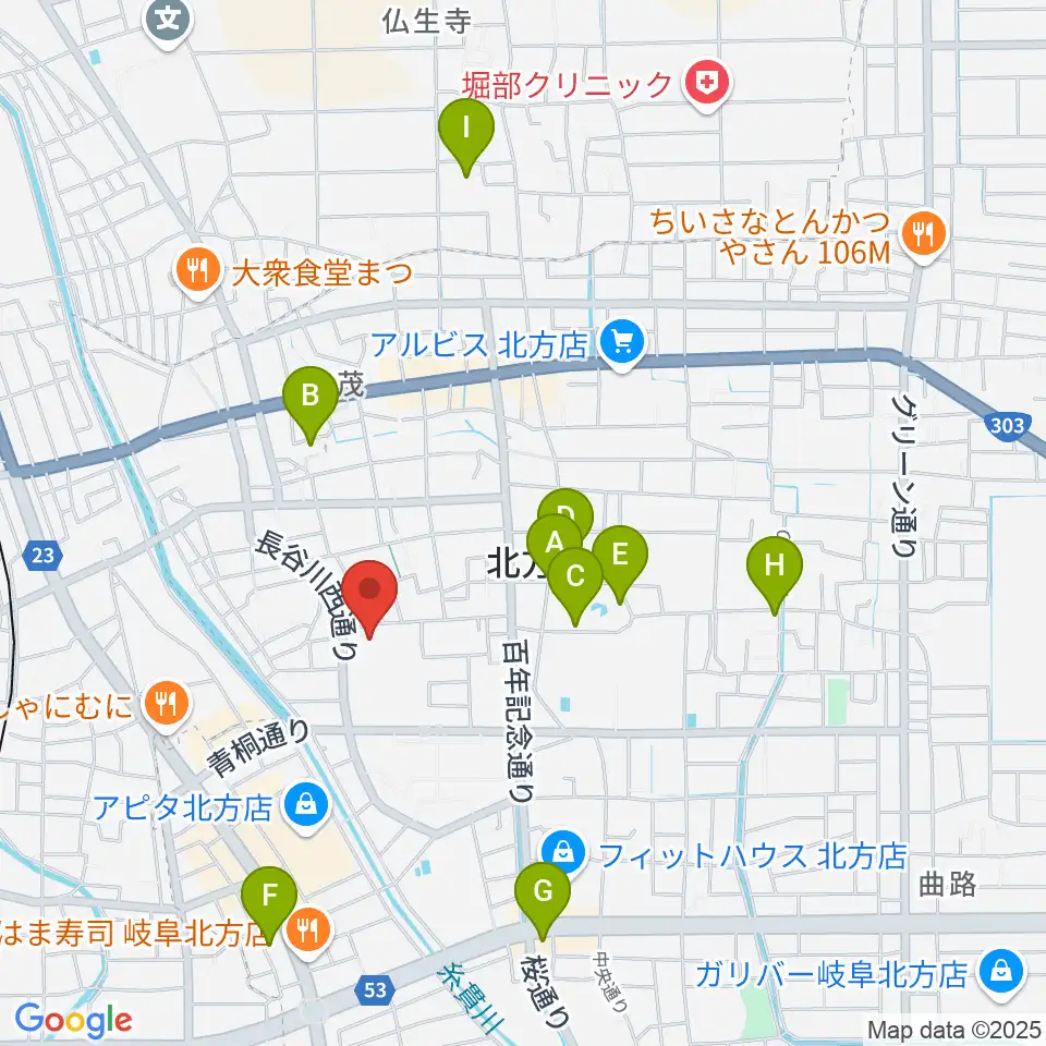 北方町ホリモク生涯学習センターきらり周辺の駐車場・コインパーキング一覧地図