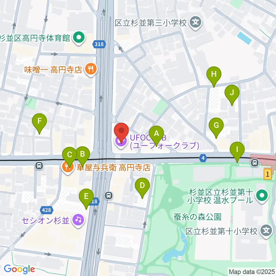 東高円寺U.F.O.CLUB周辺の駐車場・コインパーキング一覧地図