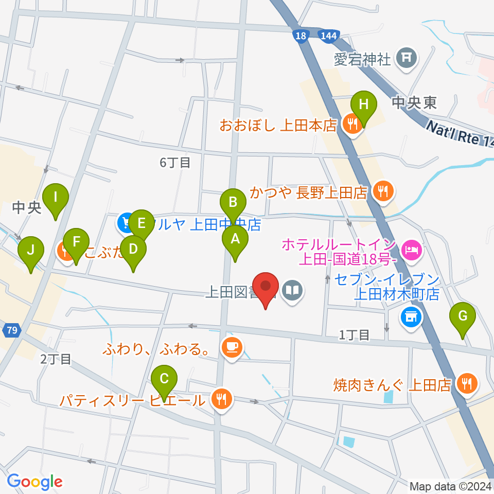 上田文化会館周辺の駐車場・コインパーキング一覧地図