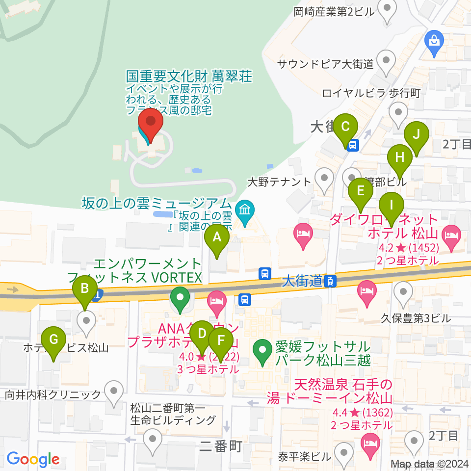 萬翠荘周辺の駐車場・コインパーキング一覧地図