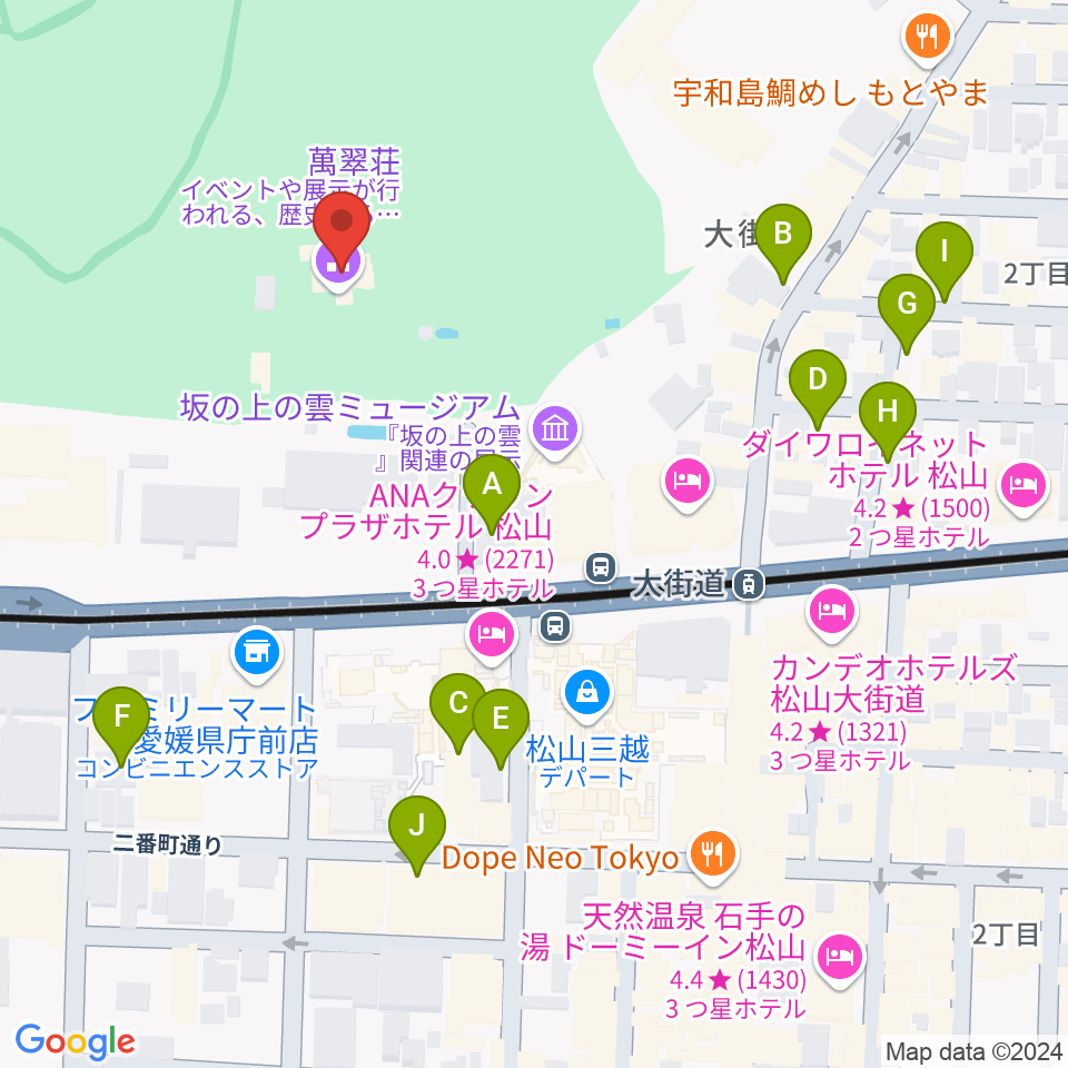 萬翠荘周辺の駐車場・コインパーキング一覧地図