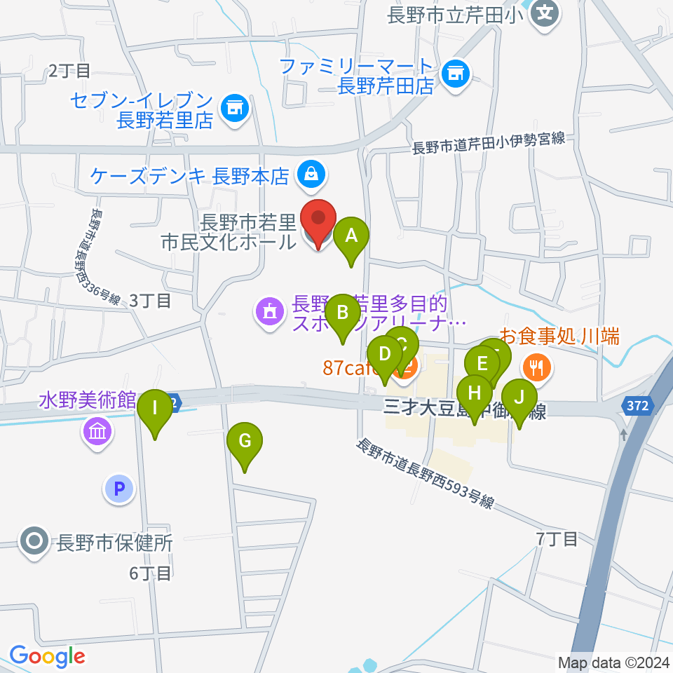 若里市民文化ホール周辺の駐車場・コインパーキング一覧地図