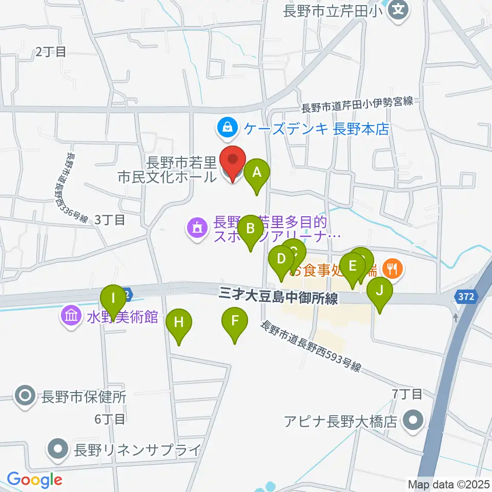 若里市民文化ホール周辺の駐車場・コインパーキング一覧地図