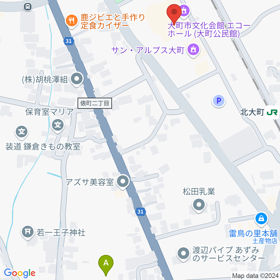 大町市文化会館エコーホール周辺の駐車場・コインパーキング一覧地図