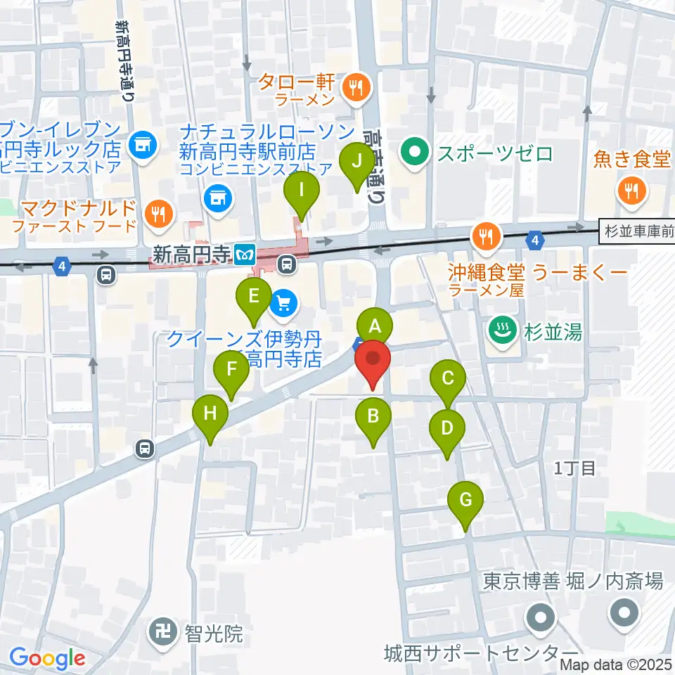 新高円寺スタックスフレッド周辺の駐車場・コインパーキング一覧地図