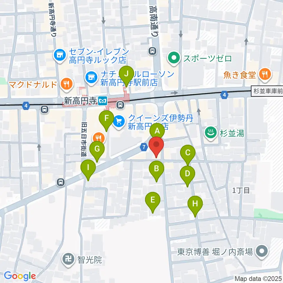 新高円寺スタックスフレッド周辺の駐車場・コインパーキング一覧地図