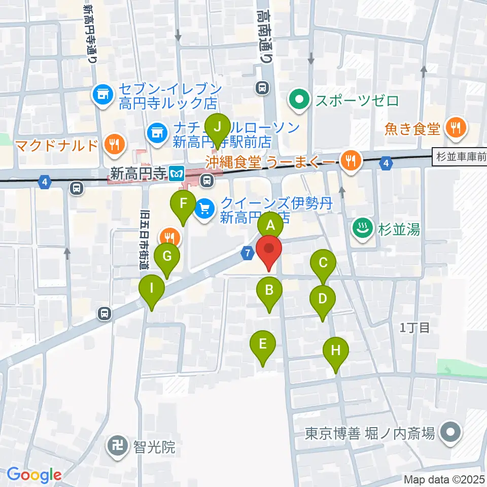 新高円寺スタックスフレッド周辺の駐車場・コインパーキング一覧地図