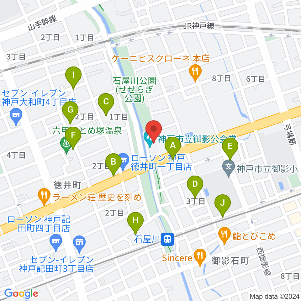 神戸市立御影公会堂周辺の駐車場・コインパーキング一覧地図