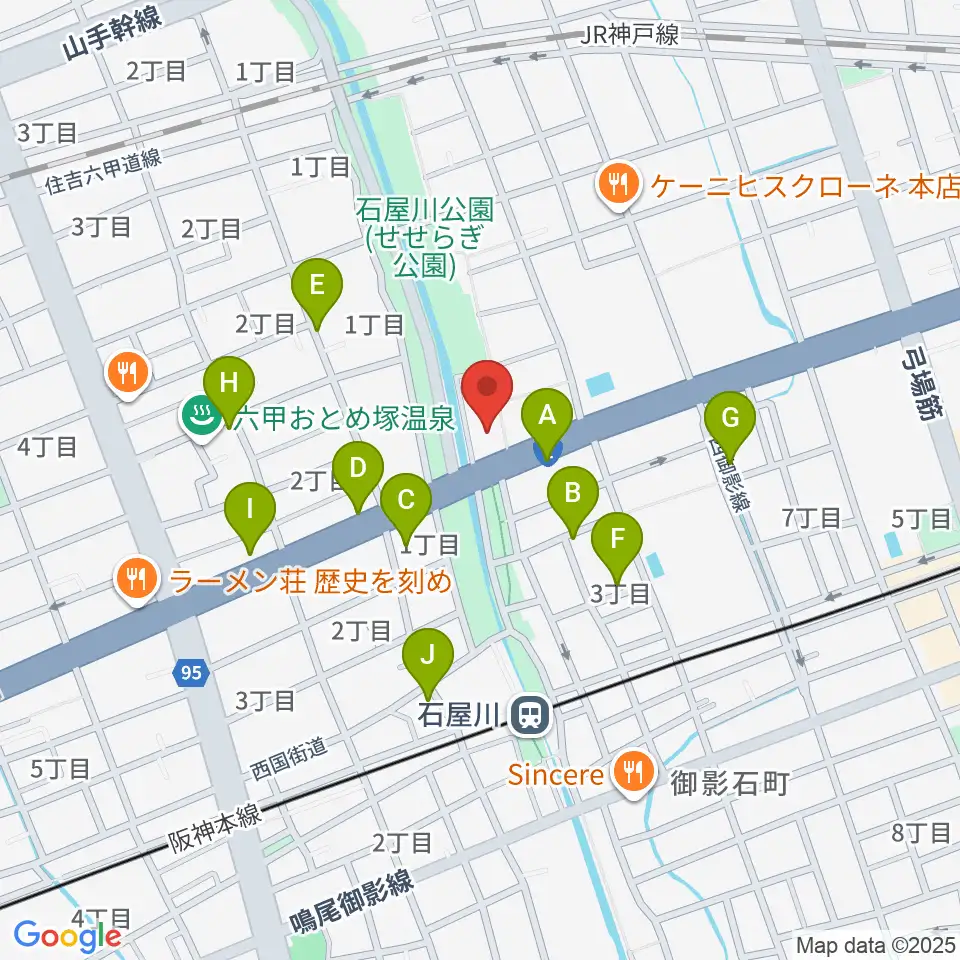 神戸市立御影公会堂周辺の駐車場・コインパーキング一覧地図