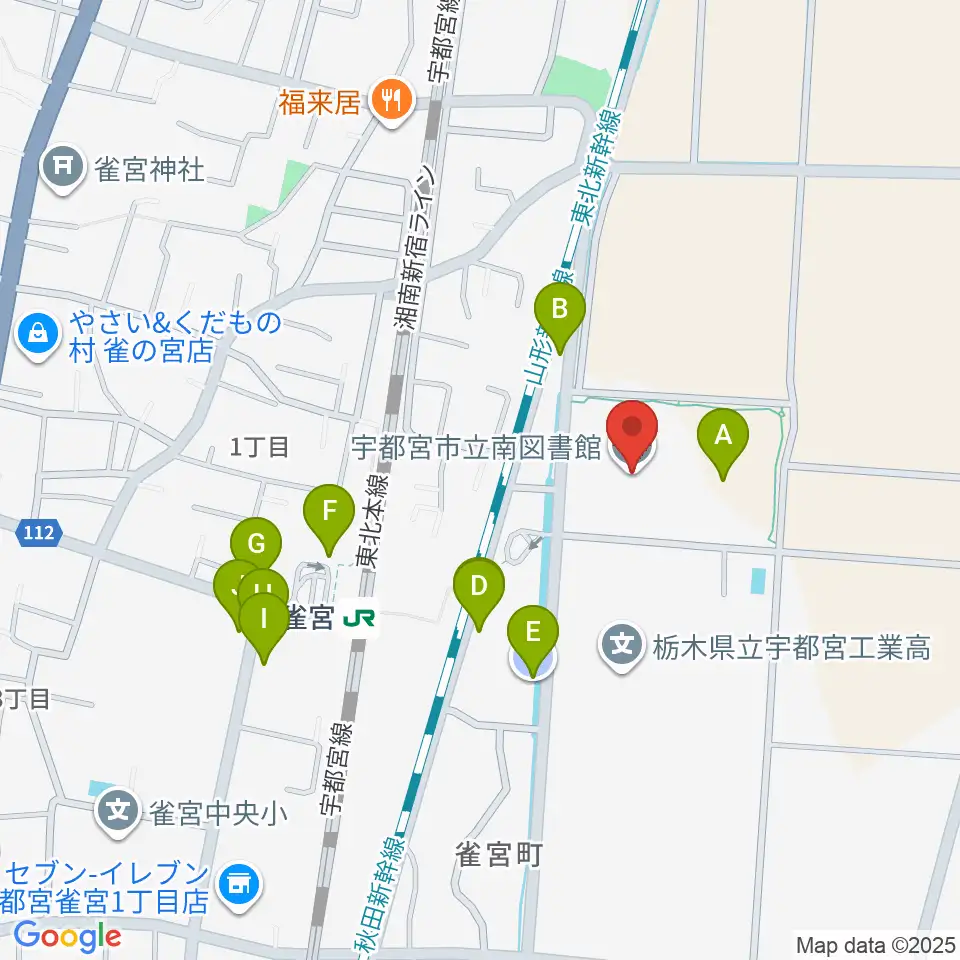 宇都宮市立南図書館サザンクロスホール周辺の駐車場・コインパーキング一覧地図