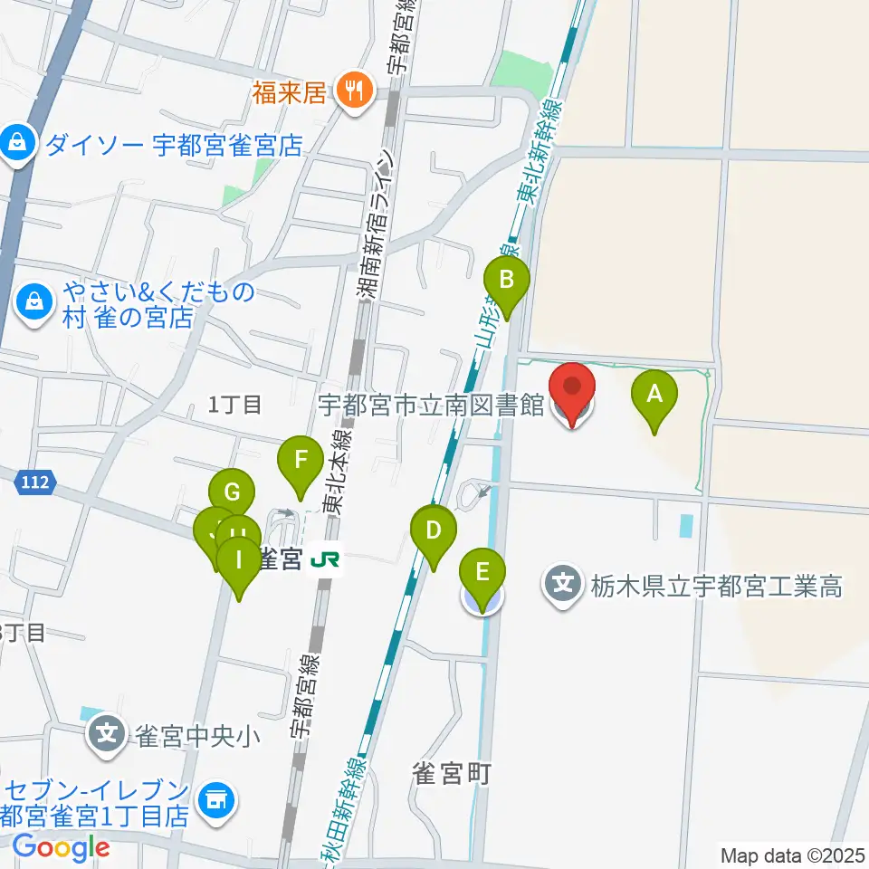 宇都宮市立南図書館サザンクロスホール周辺の駐車場・コインパーキング一覧地図