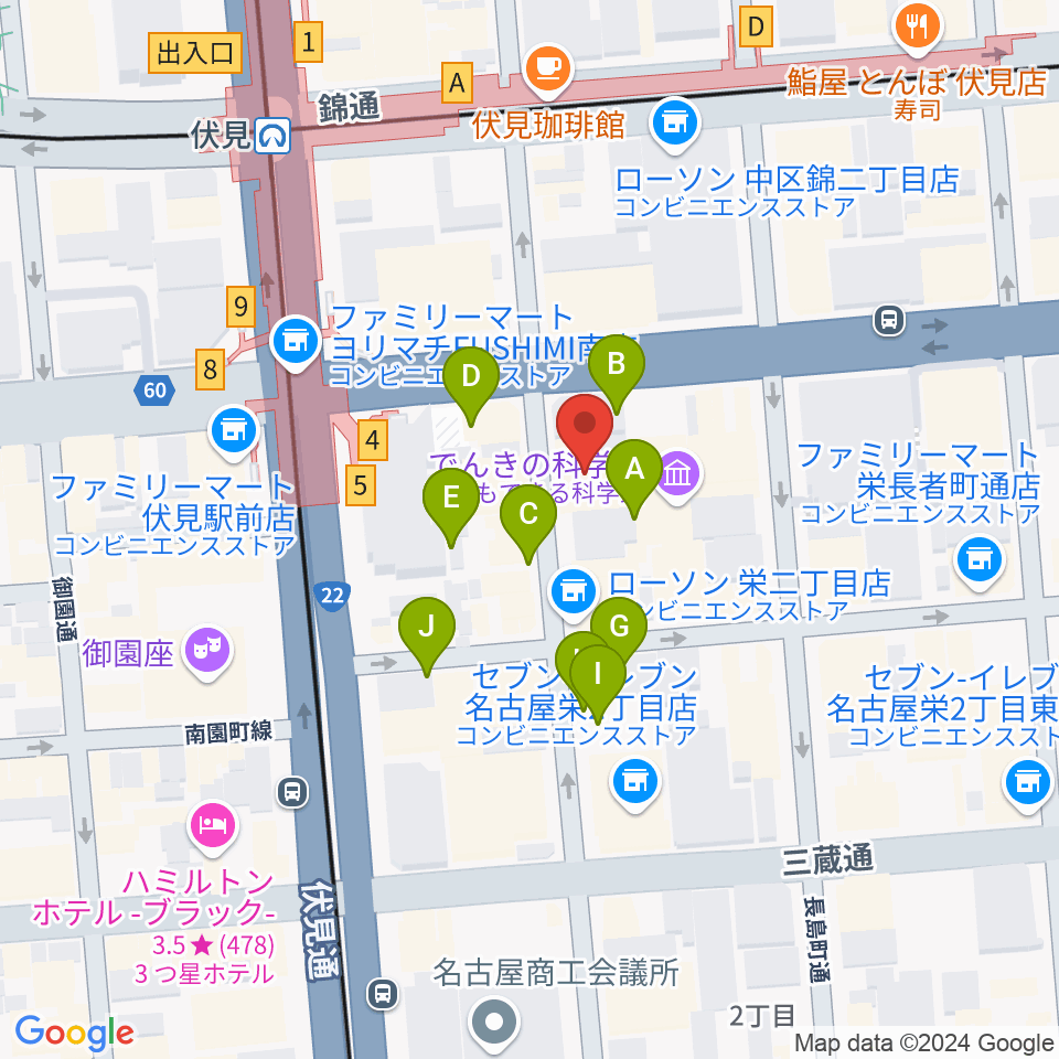 ドルチェ楽器 名古屋店周辺の駐車場・コインパーキング一覧地図