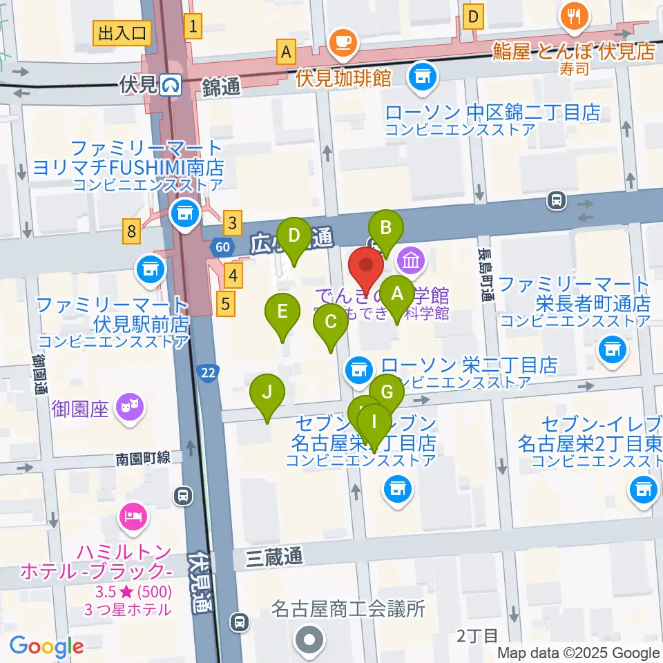 ドルチェ楽器 名古屋店周辺の駐車場・コインパーキング一覧地図