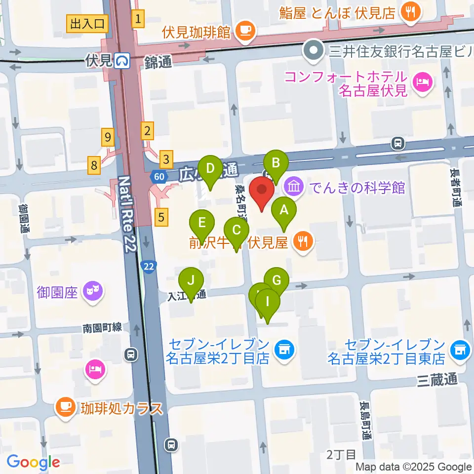 ドルチェ楽器 名古屋店周辺の駐車場・コインパーキング一覧地図
