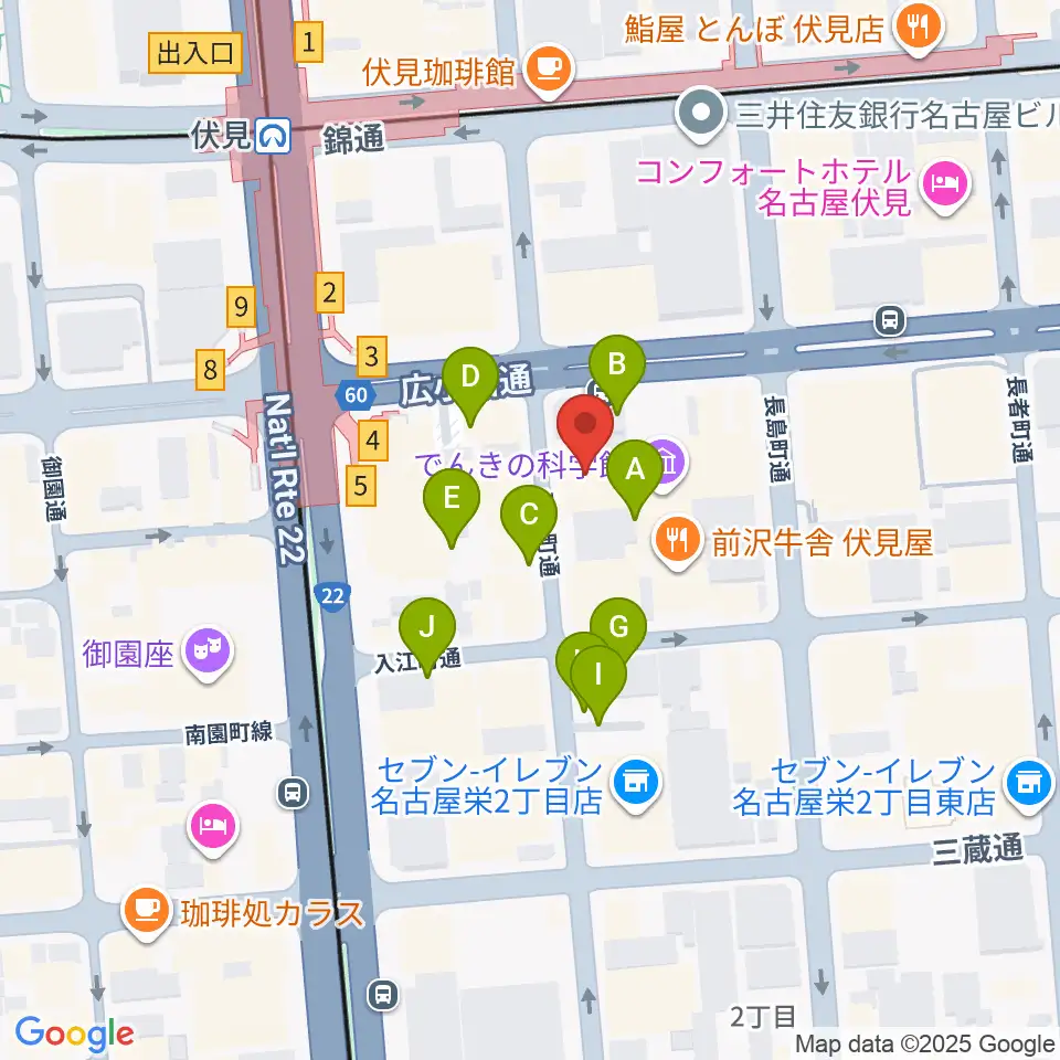 ドルチェ楽器 名古屋店周辺の駐車場・コインパーキング一覧地図
