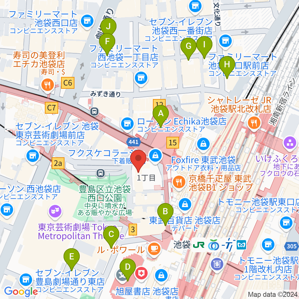 池袋Absolute Blue周辺の駐車場・コインパーキング一覧地図