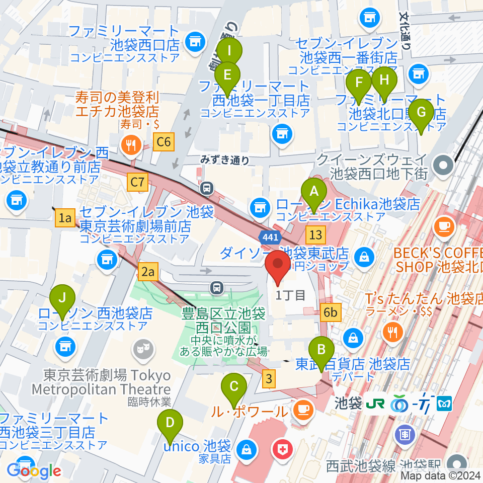 池袋Absolute Blue周辺の駐車場・コインパーキング一覧地図