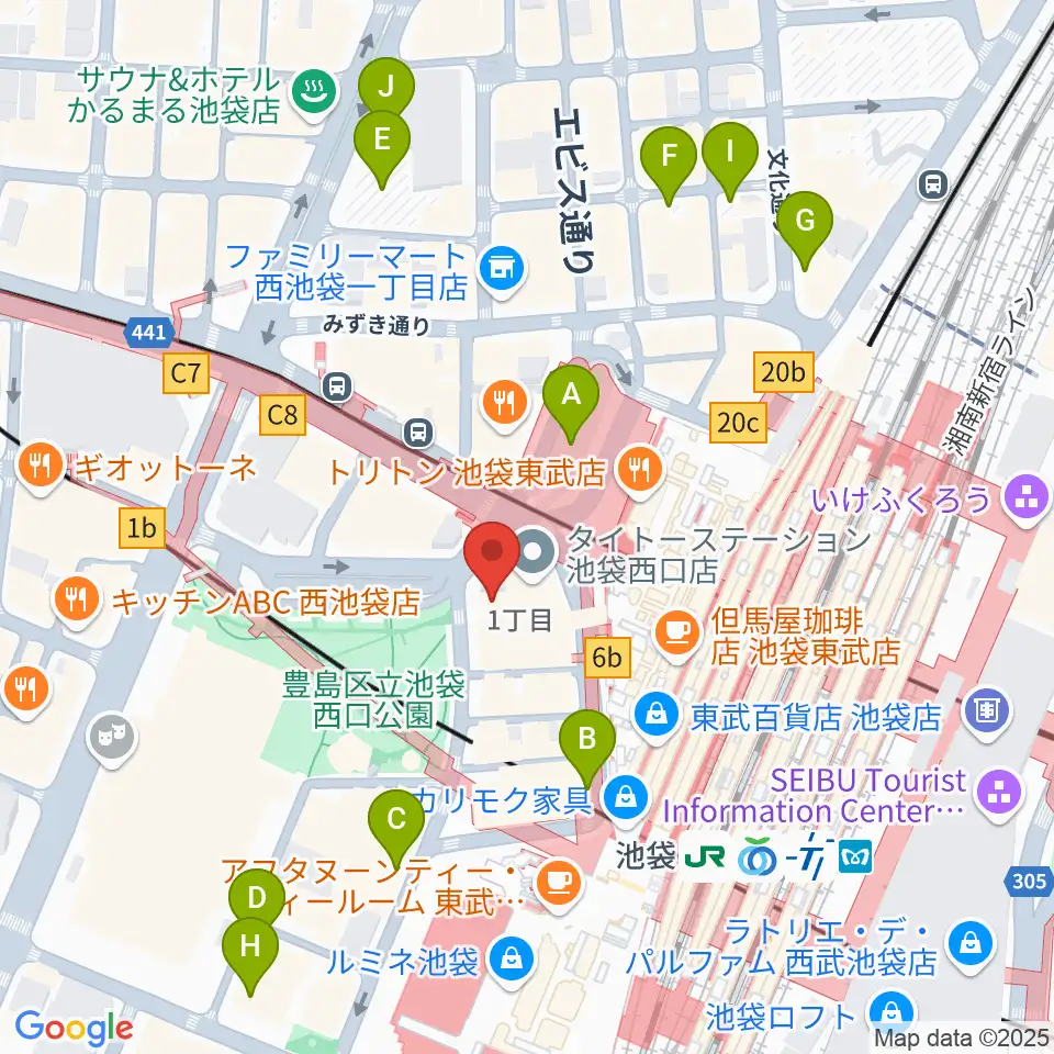 池袋Absolute Blue周辺の駐車場・コインパーキング一覧地図