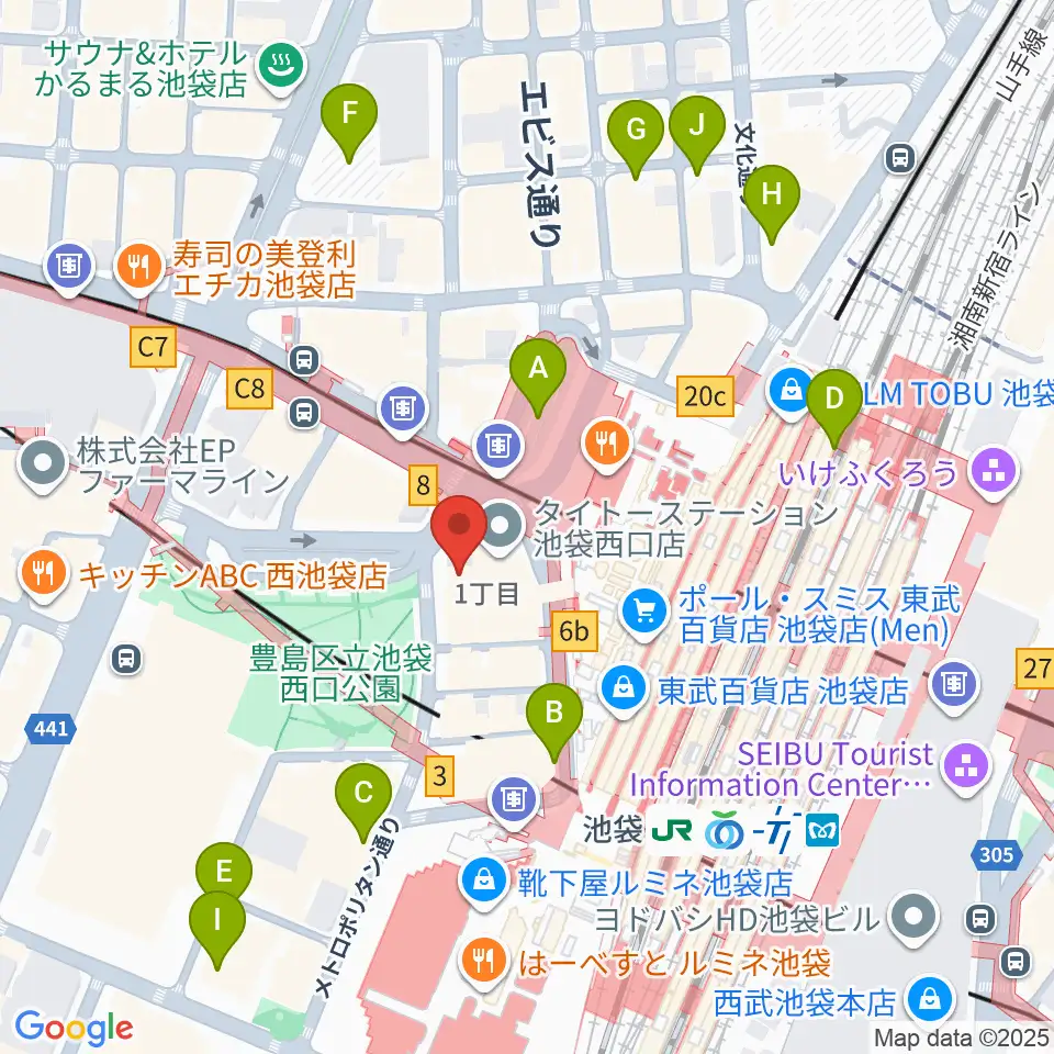 池袋Absolute Blue周辺の駐車場・コインパーキング一覧地図