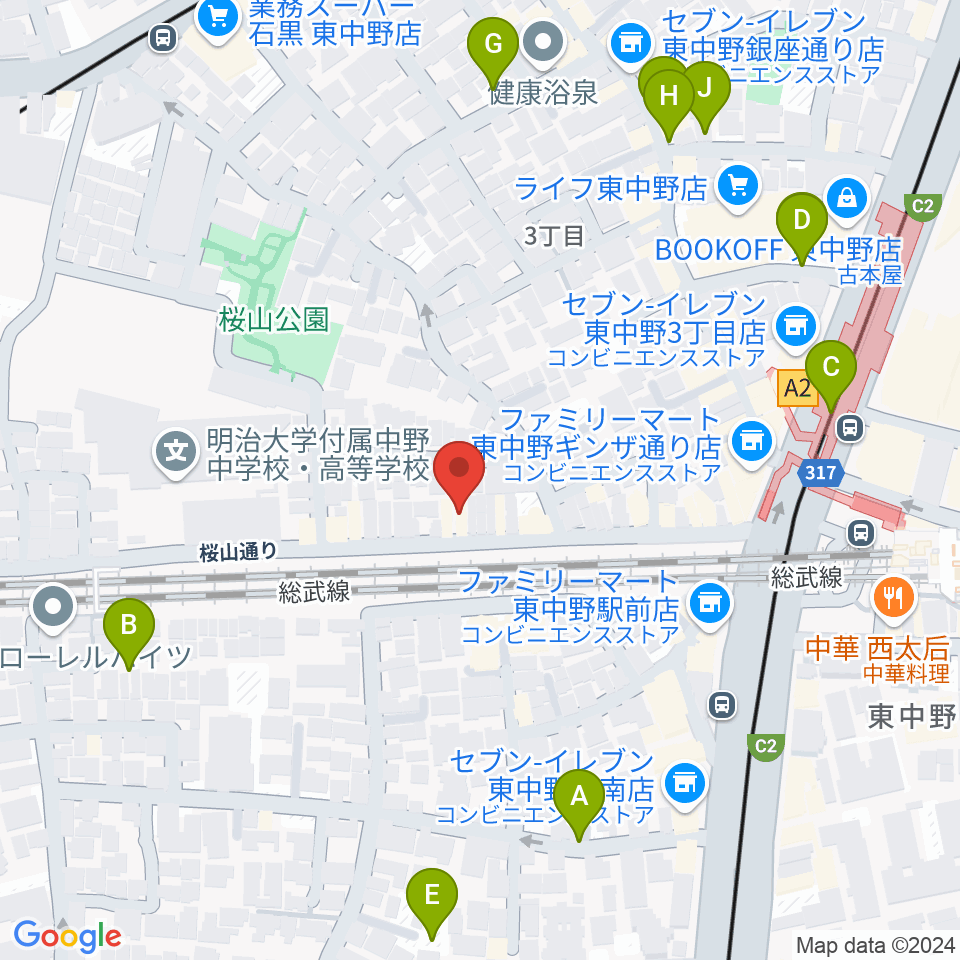 東中野カフェ・ド・リヨン周辺の駐車場・コインパーキング一覧地図