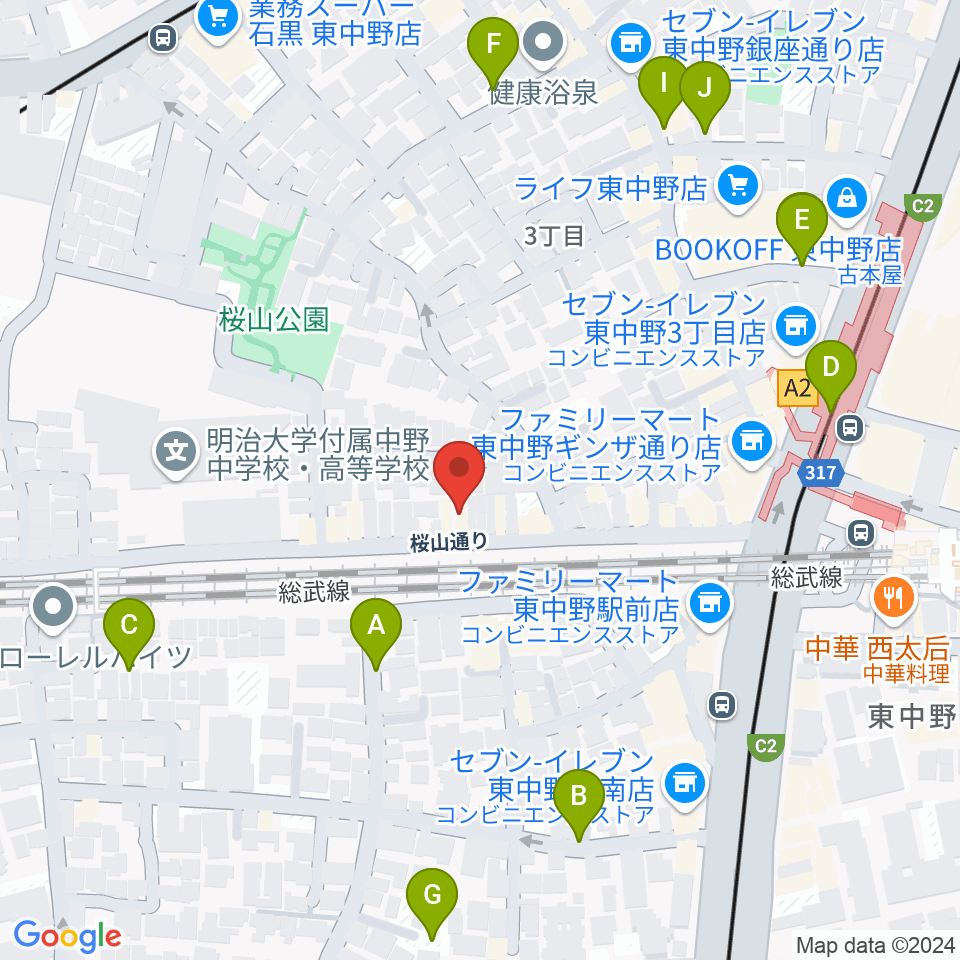 東中野カフェ・ド・リヨン周辺の駐車場・コインパーキング一覧地図