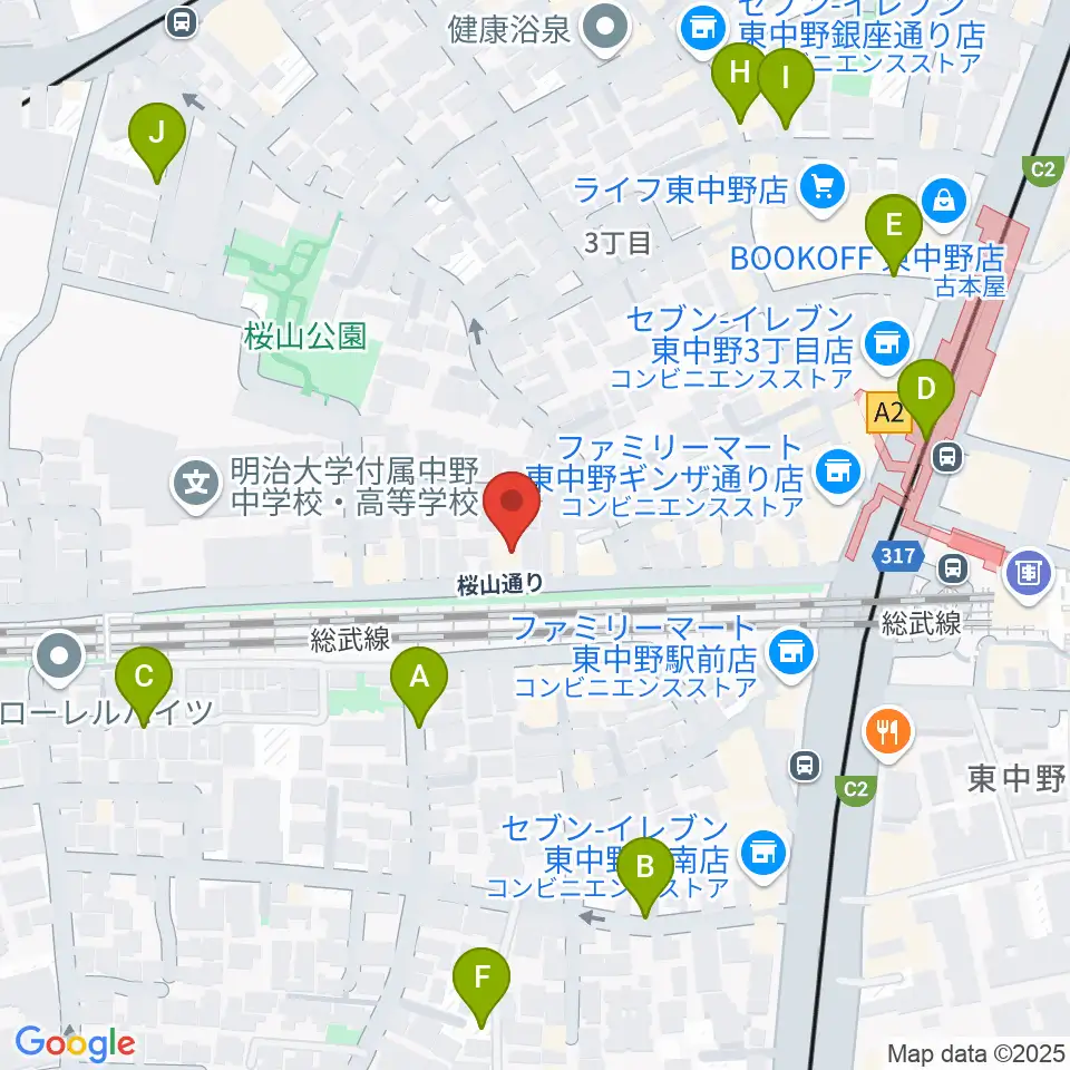 東中野カフェ・ド・リヨン周辺の駐車場・コインパーキング一覧地図