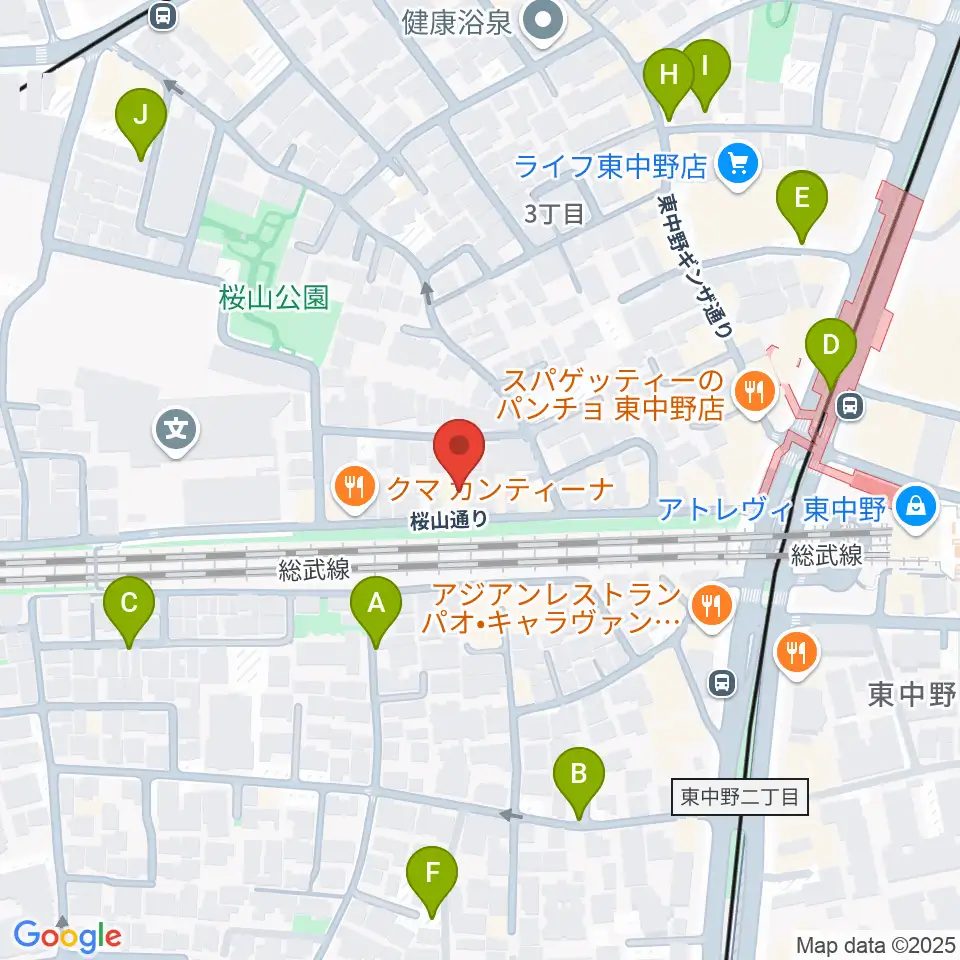 東中野カフェ・ド・リヨン周辺の駐車場・コインパーキング一覧地図