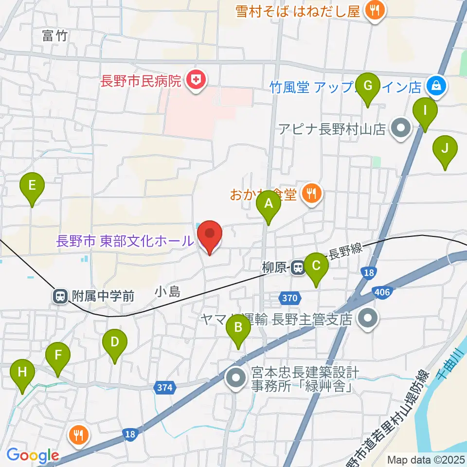 長野市東部文化ホール周辺の駐車場・コインパーキング一覧地図