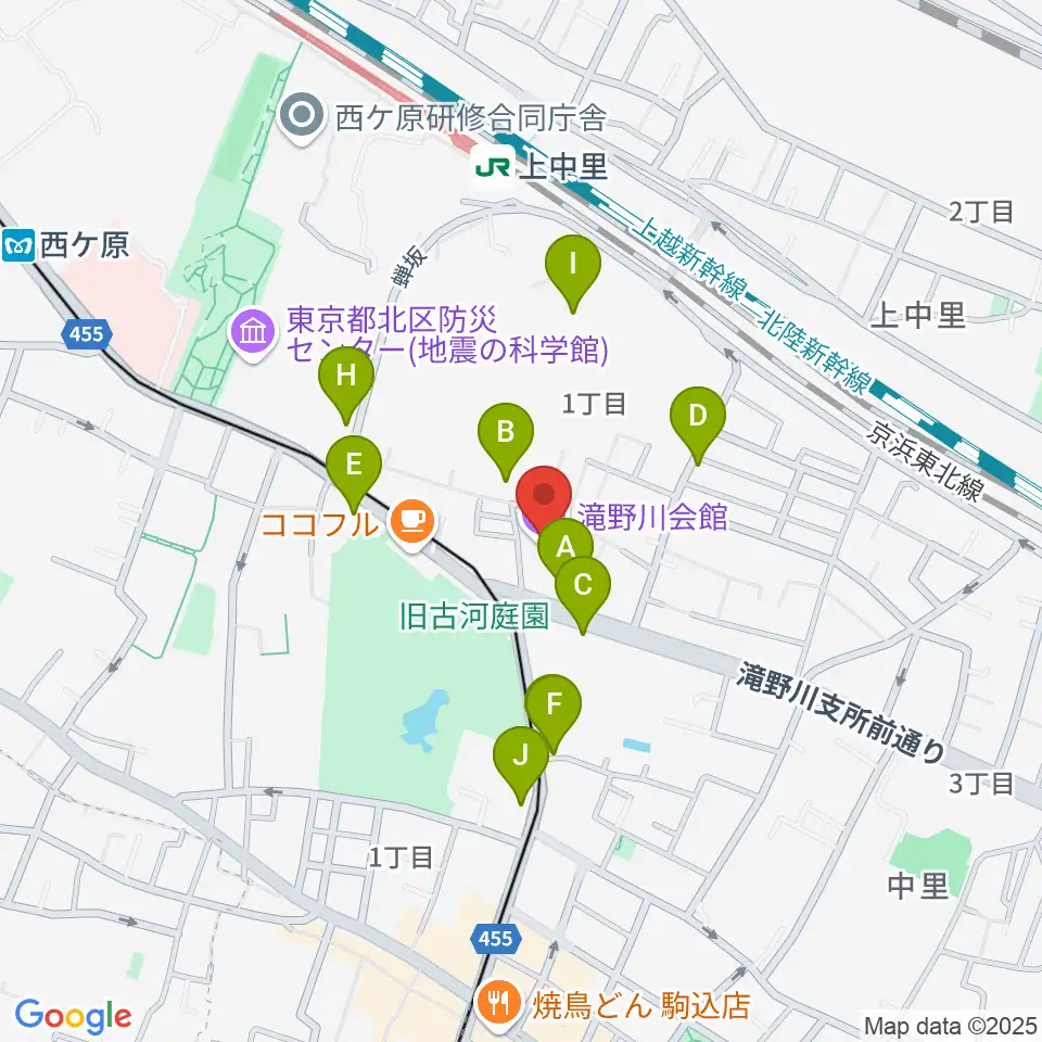 滝野川会館周辺の駐車場・コインパーキング一覧地図