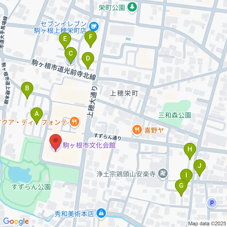 駒ヶ根市文化会館周辺の駐車場・コインパーキング一覧地図