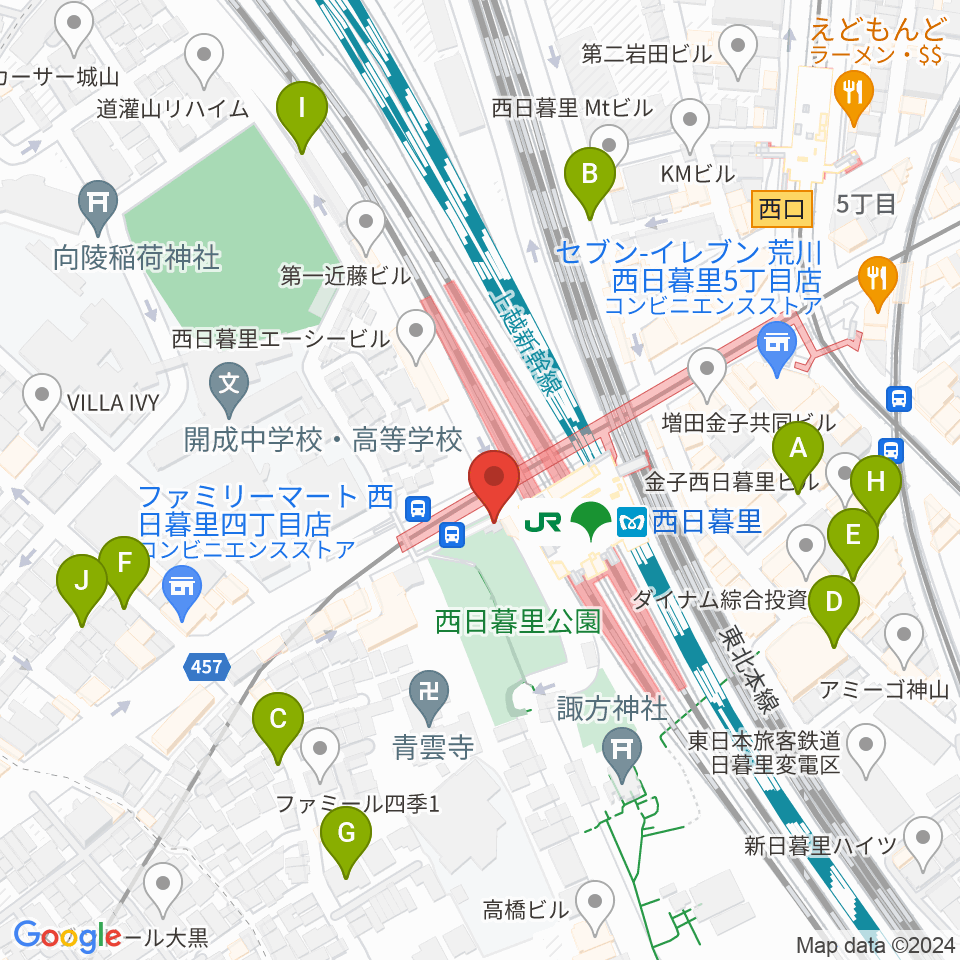 ハート音楽院東京 西日暮里教室周辺の駐車場・コインパーキング一覧地図