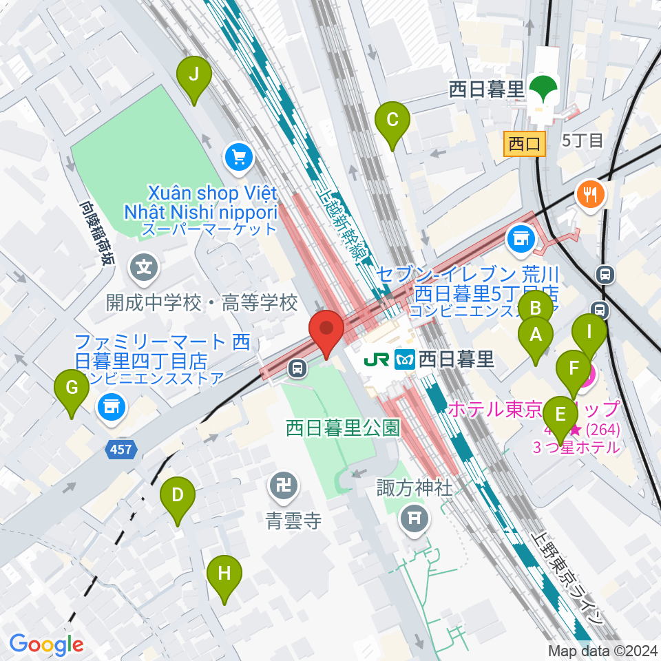 ハート音楽院東京 西日暮里教室周辺の駐車場・コインパーキング一覧地図